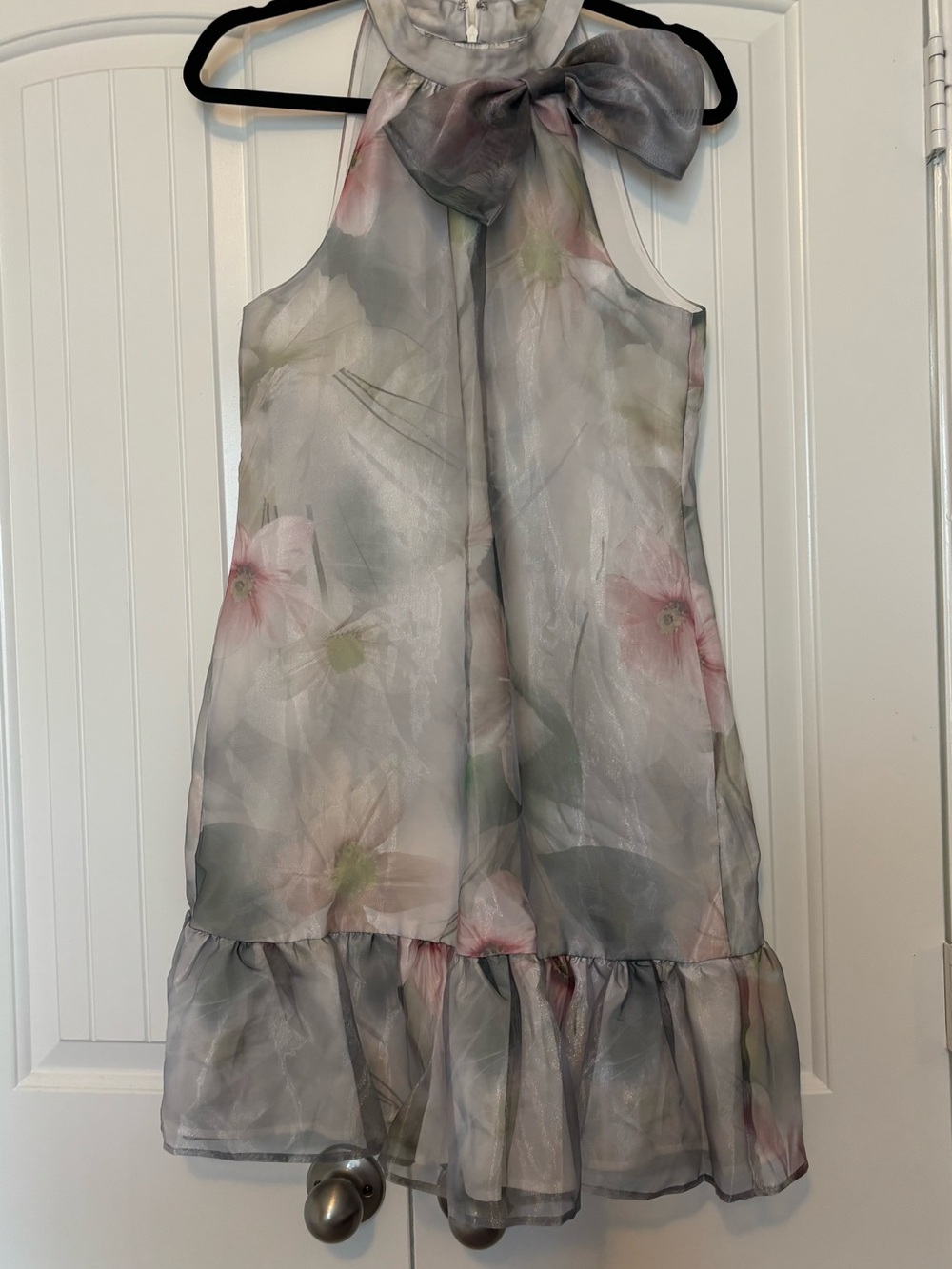 Kensie omen's Printed Organza Bow-Tie Sheath Dress π